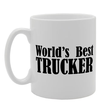 Worlds Best Trucker   Printed Tea Coffee Ceramic  Mg2006 - Funny Printed Coffee Mug - Great Gift Idea
