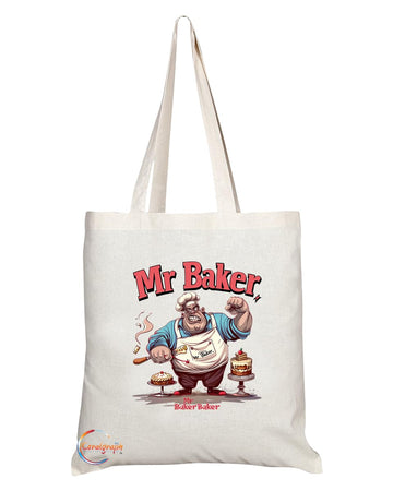 TB1839 Mr Baker Tote Bag - Gift for Male Bakers, Pastry Chefs, Baking Enthusiasts - Durable, Stylish, Eco-Friendly, Reusable, Spacious, and Lightweight