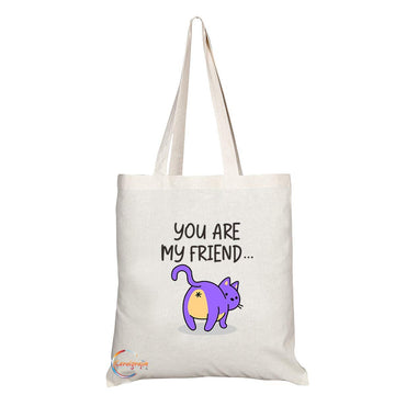 TB751 You Are My Friend Cat Novelty Present Gift Printed Eco-Friendly Stylish Long Handled Tote Shoulder Bag