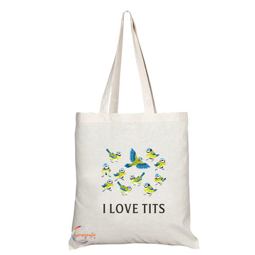 TB1212 I Love Tits Novelty Present Gift Printed Eco-Friendly Stylish Long Handled Tote Shoulder Bag