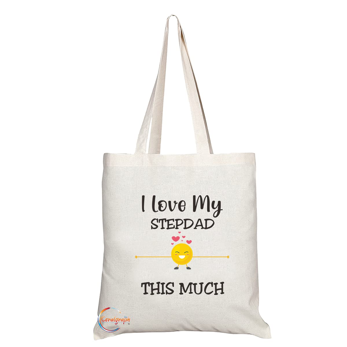 TB1184 Love My Stepdad This Much Novelty Present Gift Printed Eco-Friendly Stylish Long Handled Tote Shoulder Bag