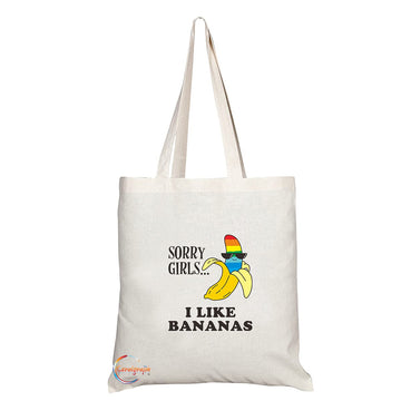 TB1346 Sorry Girls.. I Like Bananas Tea Novelty Present Gift Printed Eco-Friendly Stylish Long Handled Tote Shoulder Bag