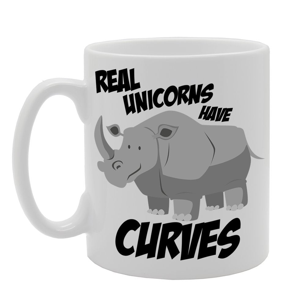 Real Unicorns Have Curves   Printed Tea Coffee Ceramic  Mg275 - Funny Printed Coffee Mug - Great Gift Idea