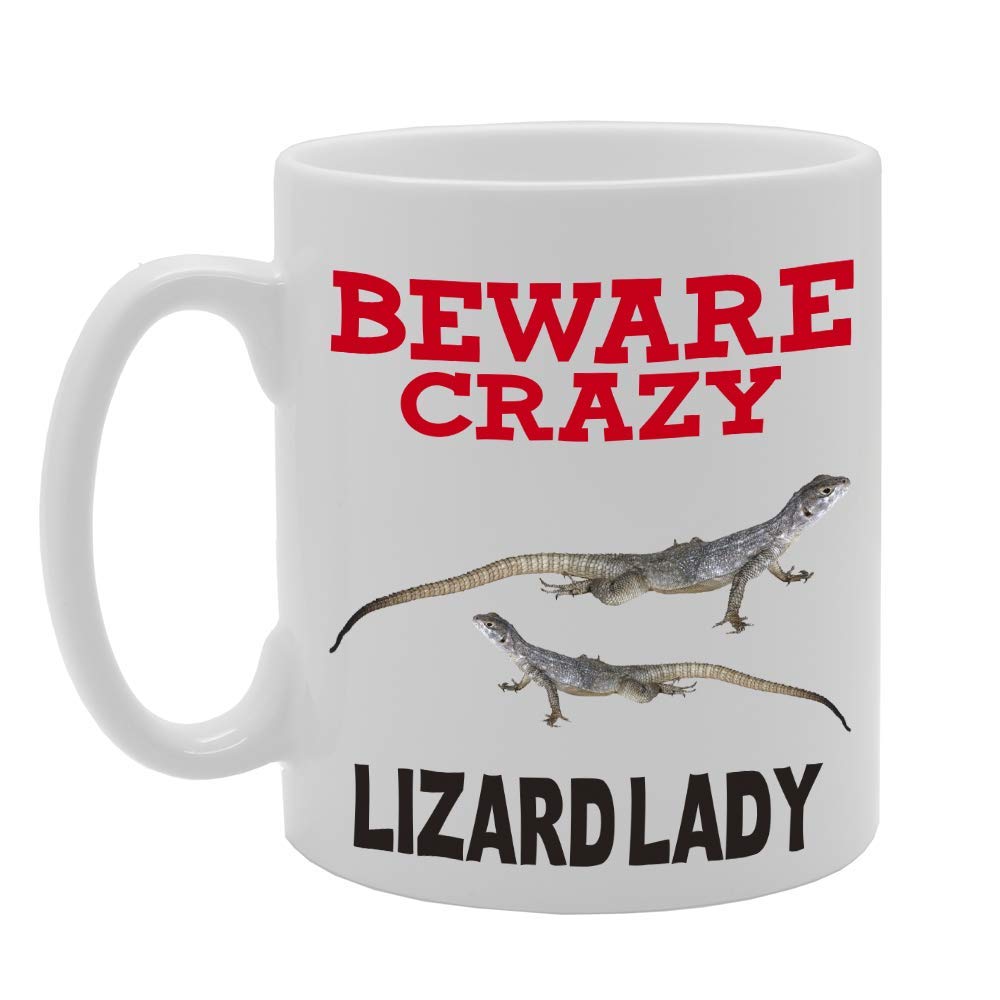 Beware Crazy Lizard Lady   Printed Tea Coffee Ceramic  Mg4430 - Funny Printed Coffee Mug - Great Gift Idea