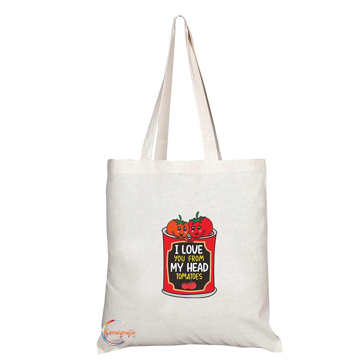 TB1470 I Love you from my Head Tomatoes Novelty Present Gift Printed Eco-Friendly Stylish Long Handled Tote Shoulder Bag