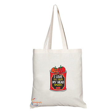 TB1470 I Love you from my Head Tomatoes Novelty Present Gift Printed Eco-Friendly Stylish Long Handled Tote Shoulder Bag