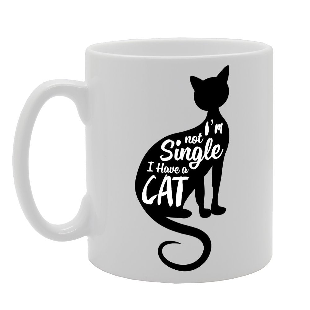 I’M Not Single, I Have A Cat/Cat Lover   Printed Tea Coffee Ceramic  Mg2175 - Funny Printed Coffee Mug - Great Gift Idea