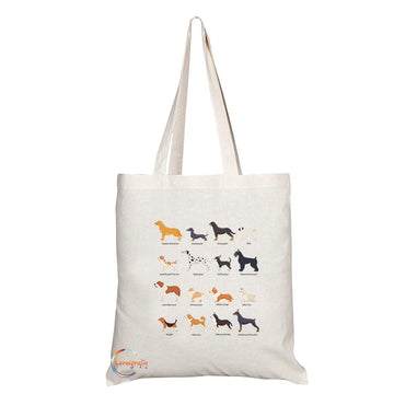 TB687 Dog Breeds Novelty Present Gift Printed Eco-Friendly Stylish Long Handled Tote Shoulder Bag