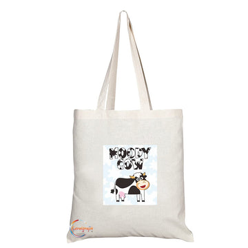 TB1423 Moody Cow Novelty Present Gift Printed Eco-Friendly Stylish Long Handled Tote Shoulder Bag