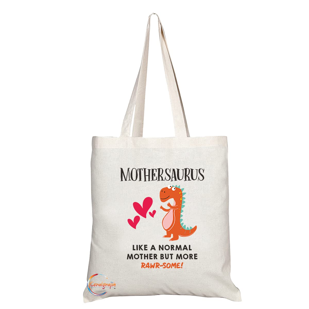 TB1193 Mothersaurus Like a Normal Mother but more Rawr-some Novelty Present Gift Printed Eco-Friendly Stylish Long Handled Tote Shoulder Bag