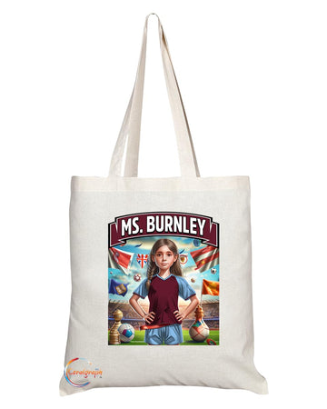 TB1619 Ms Burnley Footie Fan Lady Girl Tote Bag - Eco-Friendly, Stylish, Long Handled, Perfect Novelty Gift by