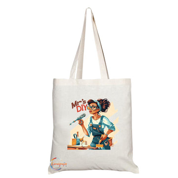 TB1777 Mrs DIY Tote Bag - Great for Female DIY Enthusiasts, Handymen, Home Improvement Lovers - Sustainable, Stylish, Long Handled, Durable and Reusable