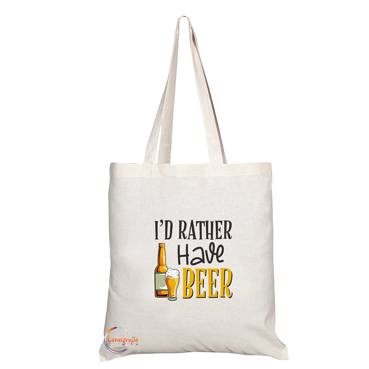 TB1328 I'd Rather Have Beer Tea Novelty Present Gift Printed Eco-Friendly Stylish Long Handled Tote Shoulder Bag