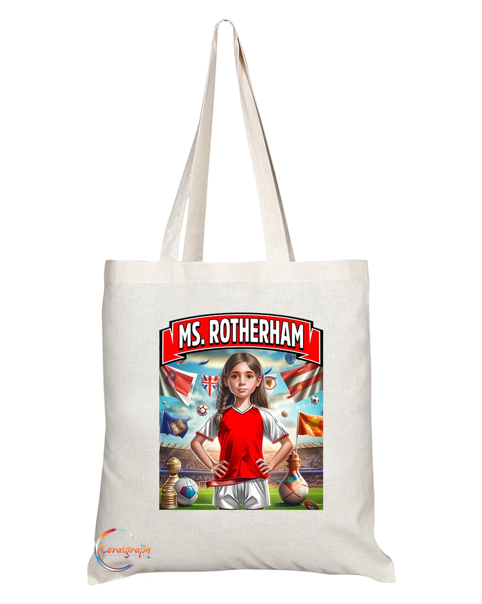 TB1644 Ms Rotherham Footie Fan Lady Girl Tote Bag - Eco-Friendly, Stylish, Long Handled, Perfect Novelty Gift by