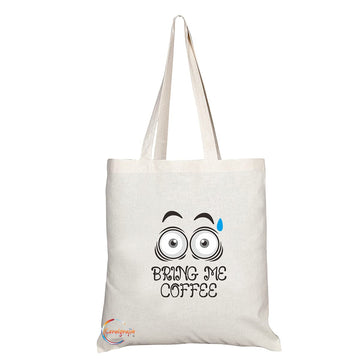 TB1453 Bring Me Coffee Novelty Present Gift Printed Eco-Friendly Stylish Long Handled Tote Shoulder Bag