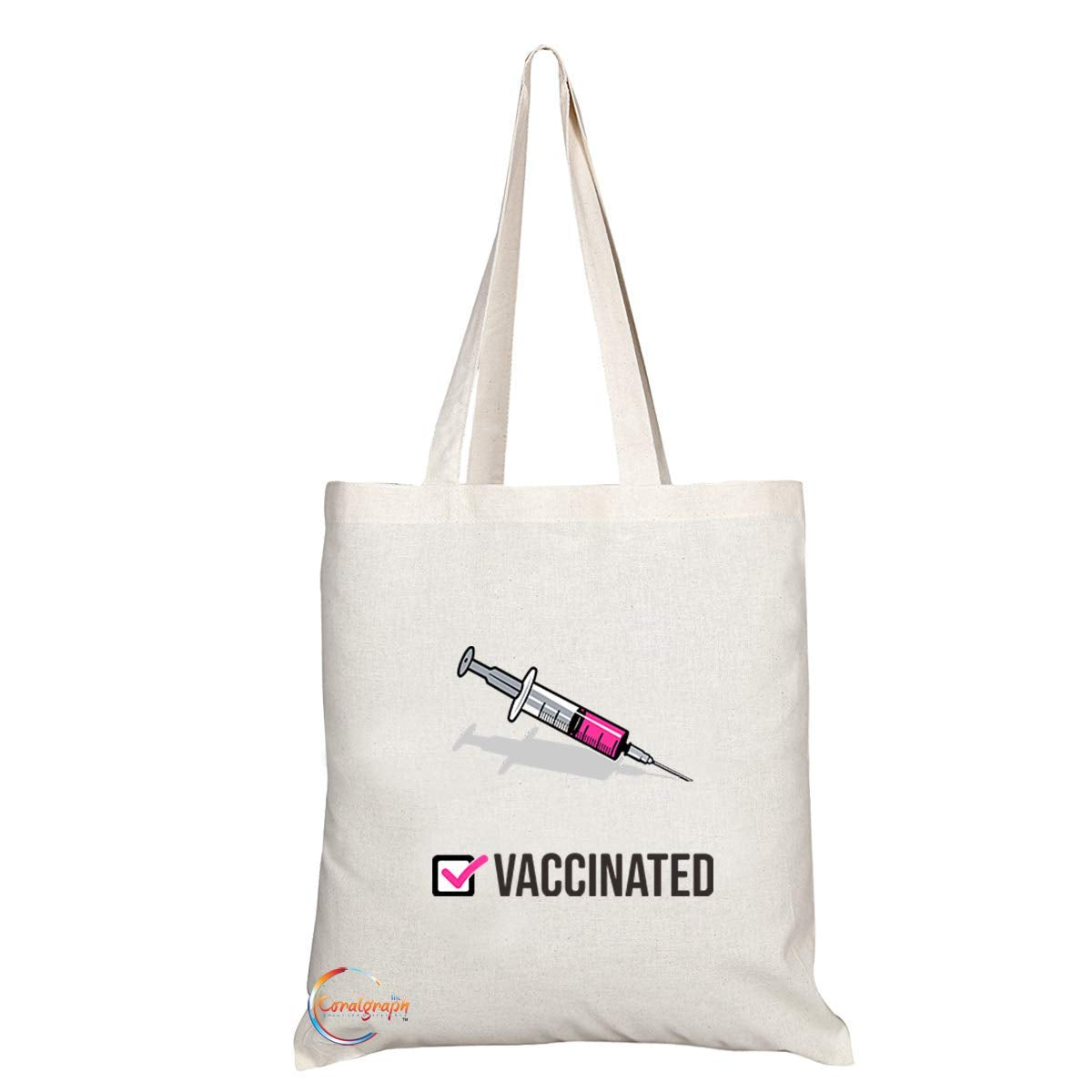 TB737 Vaccinated Tick Box Novelty Present Gift Printed Eco-Friendly Stylish Long Handled Tote Shoulder Bag