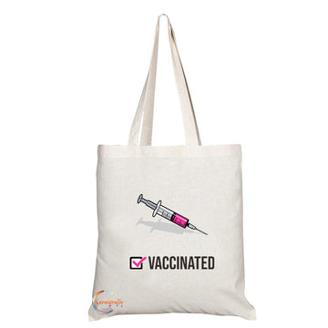 TB737 Vaccinated Tick Box Novelty Present Gift Printed Eco-Friendly Stylish Long Handled Tote Shoulder Bag