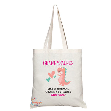 TB1192 Grannysaurus Like a Normal Granny but more Rawr-some Novelty Present Gift Printed Eco-Friendly Stylish Long Handled Tote Shoulder Bag