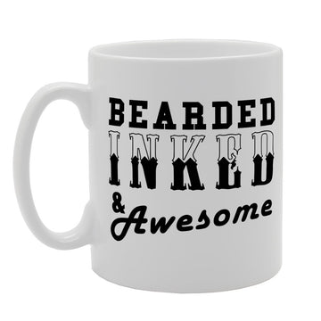Bearded Inked & Awesome   Printed Tea Coffee Ceramic  Mg1254 - Funny Printed Coffee Mug - Great Gift Idea