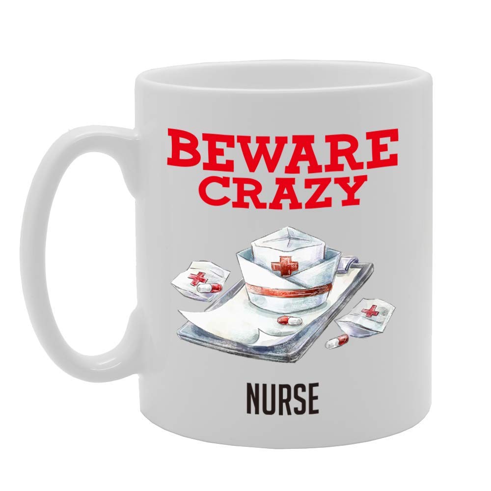 Beware Crazy Nurse   Printed Tea Coffee Ceramic  Mg4483 - Funny Printed Coffee Mug - Great Gift Idea