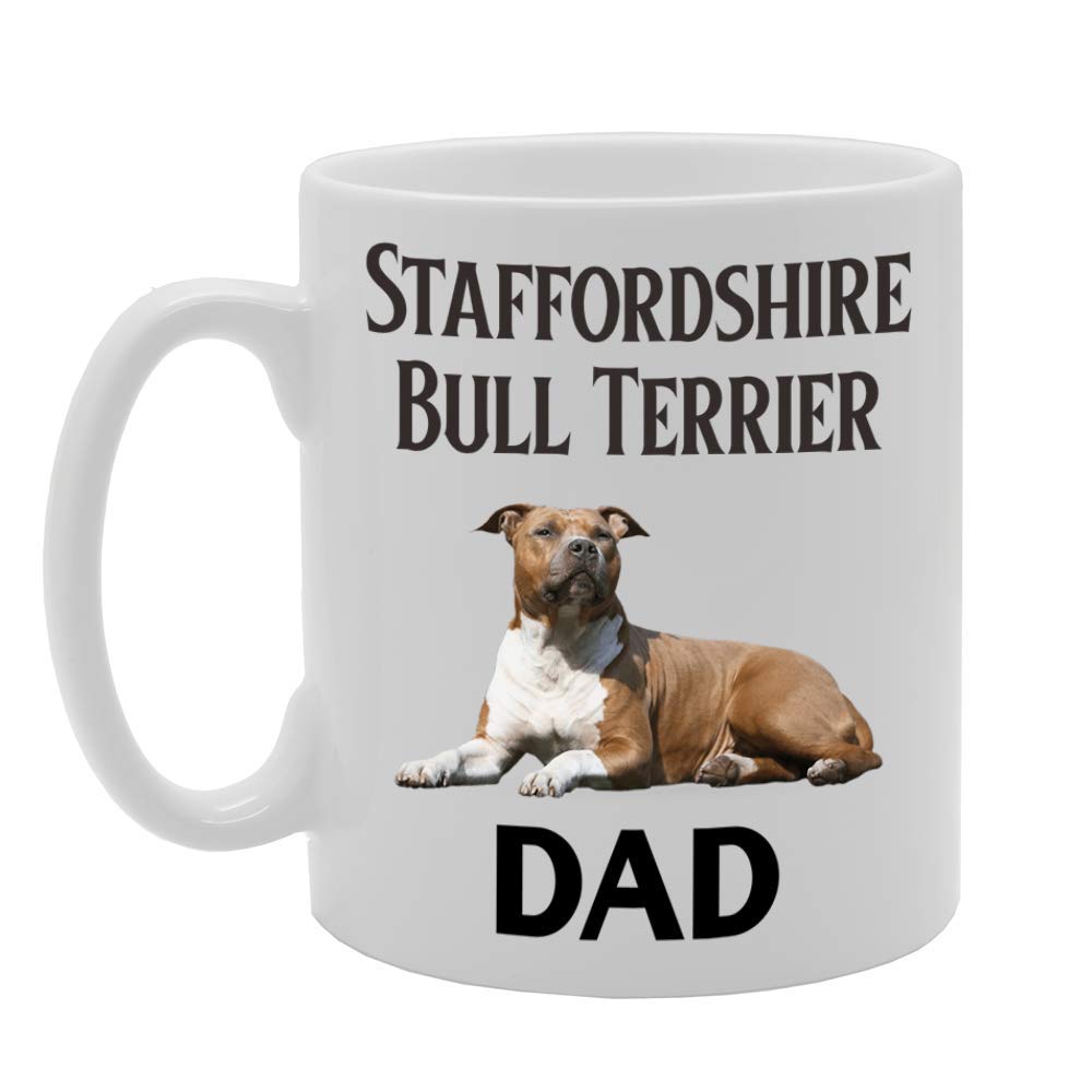 Staffordshire Bull Terrier Dad   Printed Tea Coffee Ceramic  Mg4556 - Funny Printed Coffee Mug - Great Gift Idea