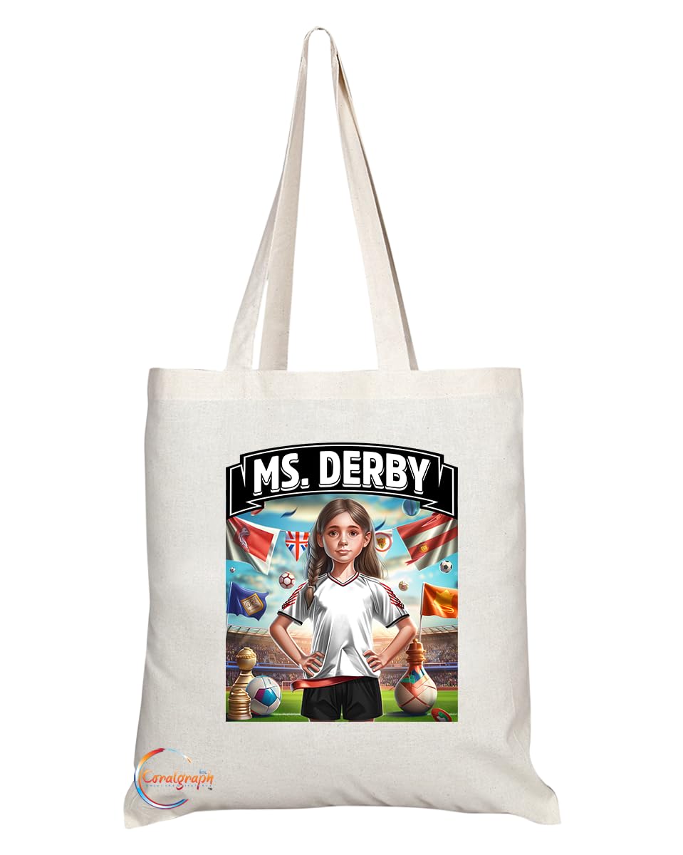 TB1646 Ms Derby Footie Fan Lady Girl Tote Bag - Eco-Friendly, Stylish, Long Handled, Perfect Novelty Gift by