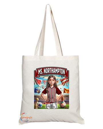 TB1658 Ms Northampton Footie Fan Lady Girl Tote Bag - Eco-Friendly, Stylish, Long Handled, Perfect Novelty Gift by