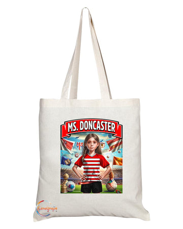 TB1687 Ms Doncaster Footie Fan Lady Girl Tote Bag - Eco-Friendly, Stylish, Long Handled, Perfect Novelty Gift by