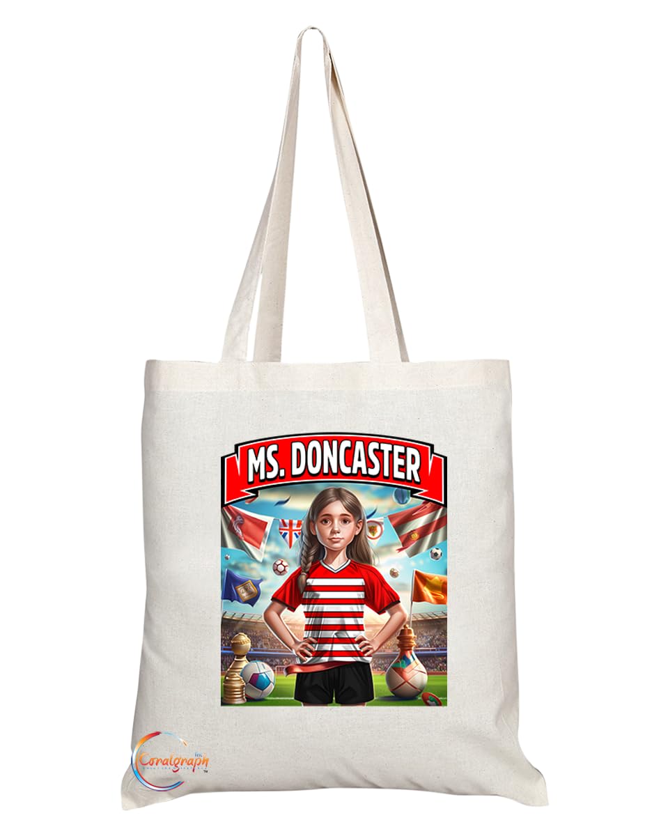 TB1687 Ms Doncaster Footie Fan Lady Girl Tote Bag - Eco-Friendly, Stylish, Long Handled, Perfect Novelty Gift by