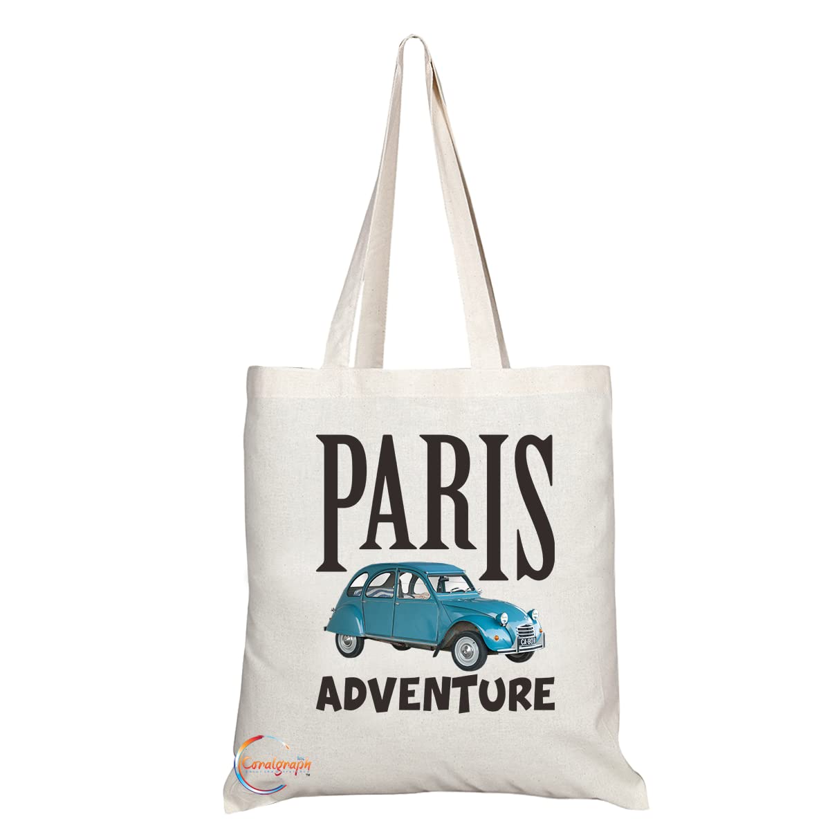 TB1508 Paris Adventure Classic Car Novelty Present Gift Printed Tourist Tote Shoulder Souvenir Gift Bag