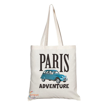 TB1508 Paris Adventure Classic Car Novelty Present Gift Printed Tourist Tote Shoulder Souvenir Gift Bag