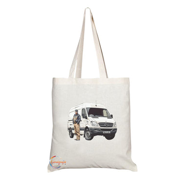 TB1760 Mr White Van Man Tote Bag - Great for Van Drivers, Delivery Personnel, Transportation Workers - Sustainable, Stylish, Long Handled, Durable and Reusable