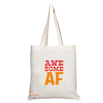 TB1315 AwesomeAF Tea Novelty Present Gift Printed Eco-Friendly Stylish Long Handled Tote Shoulder Bag