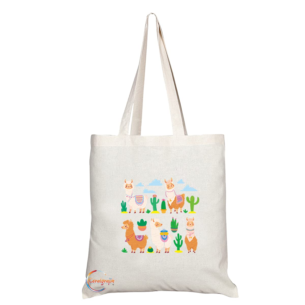 TB1245 Llama Novelty Present Gift Printed Eco-Friendly Stylish Long Handled Tote Shoulder Bag