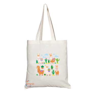 TB1245 Llama Novelty Present Gift Printed Eco-Friendly Stylish Long Handled Tote Shoulder Bag