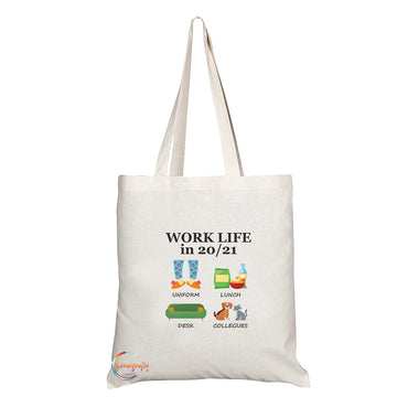 TB1476 Work Life 20/21 Novelty Present Gift Printed Eco-Friendly Stylish Long Handled Tote Shoulder Bag