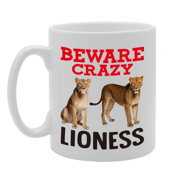 Beware Crazy Lioness Lady   Printed Tea Coffee Ceramic  Mg4358 - Funny Printed Coffee Mug - Great Gift Idea