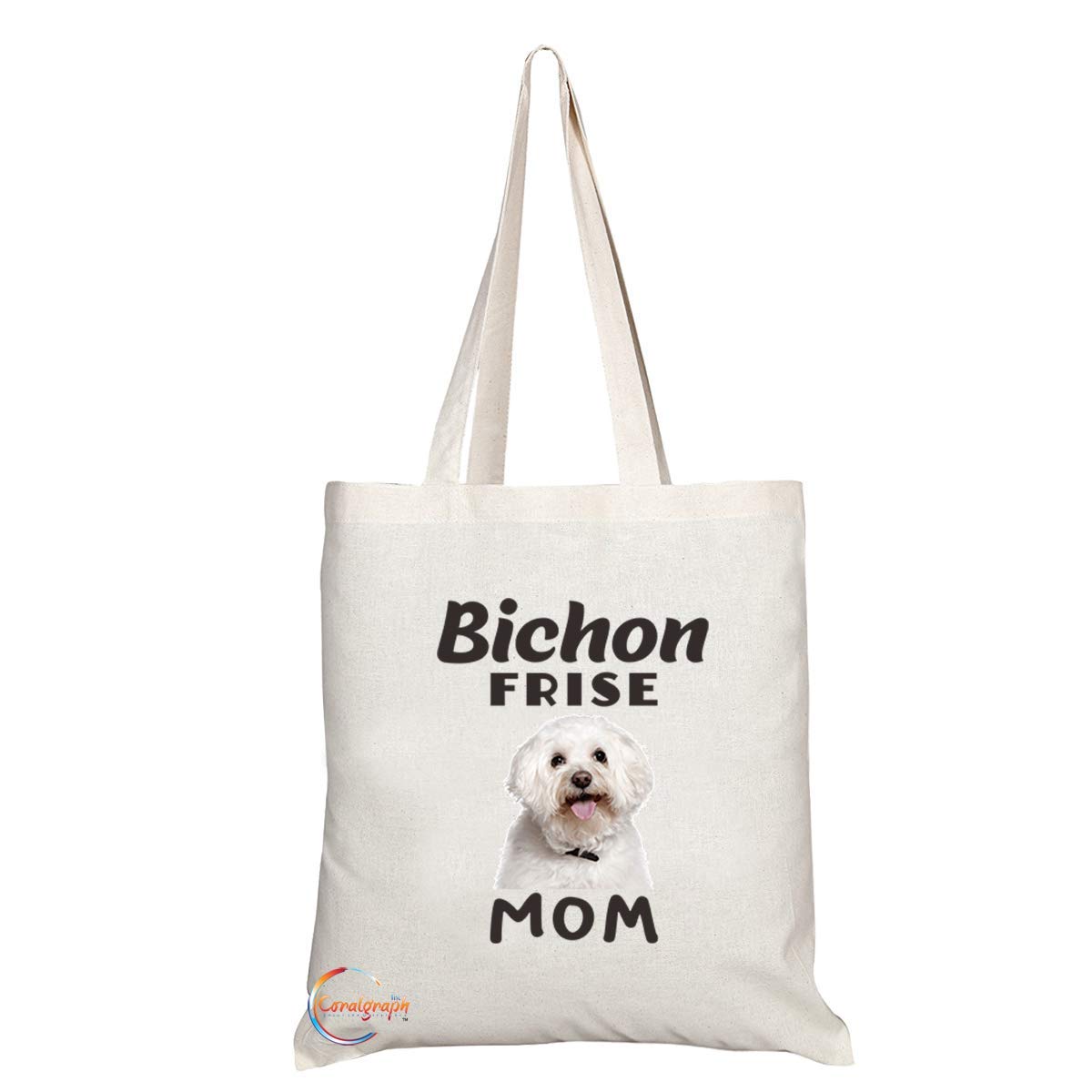 TB591 Bichon FRISE MOM Novelty Present Gift Printed Eco-Friendly Stylish Long Handled Tote Shoulder Bag