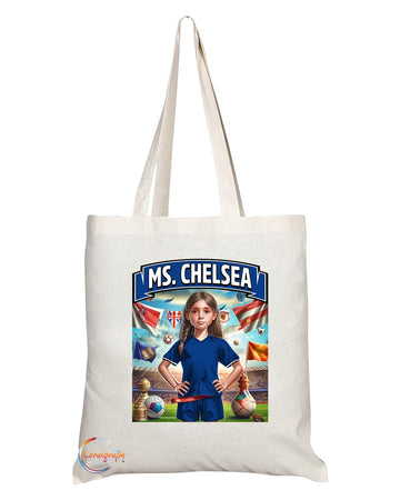 TB1611 Ms Chelsea Footie Fan Lady Girl Tote Bag - Eco-Friendly, Stylish, Long Handled, Perfect Novelty Gift by