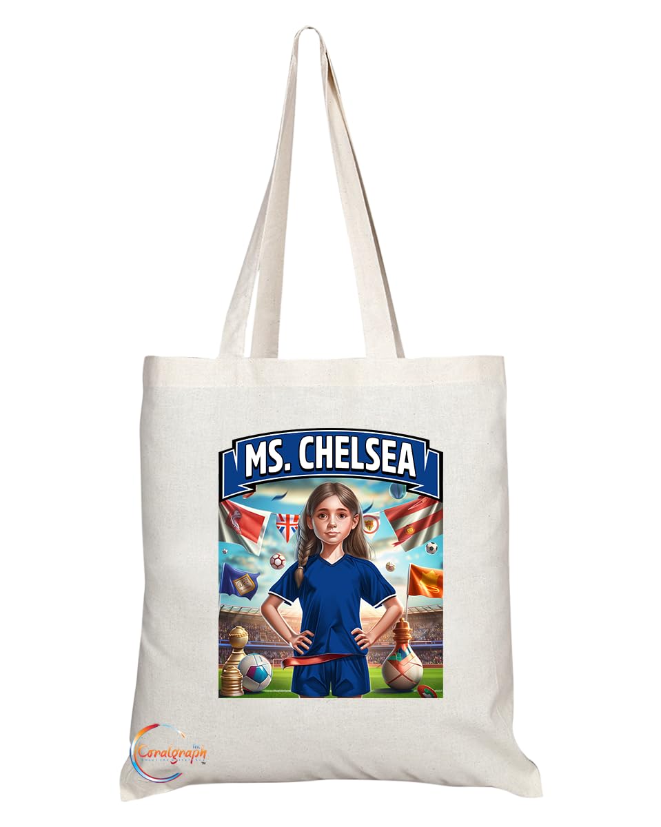 TB1611 Ms Chelsea Footie Fan Lady Girl Tote Bag - Eco-Friendly, Stylish, Long Handled, Perfect Novelty Gift by