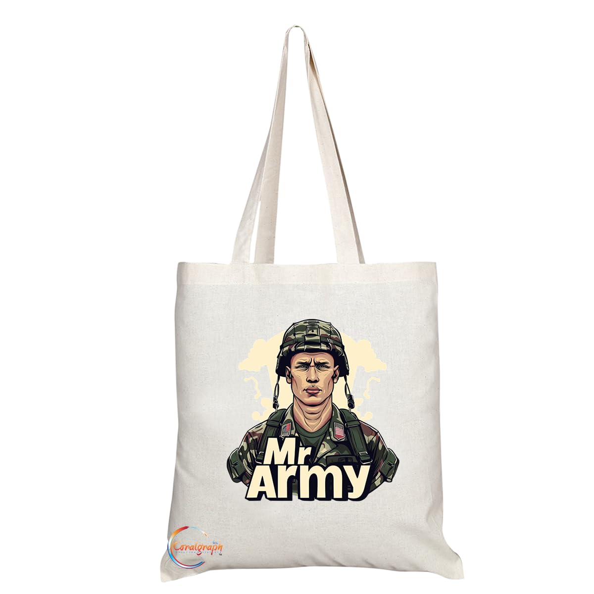 TB1747 Mr Army Tote Bag - Great for Soldiers, Military Personnel, Veterans - Sustainable, Stylish, Long Handled, Durable and Reusabl