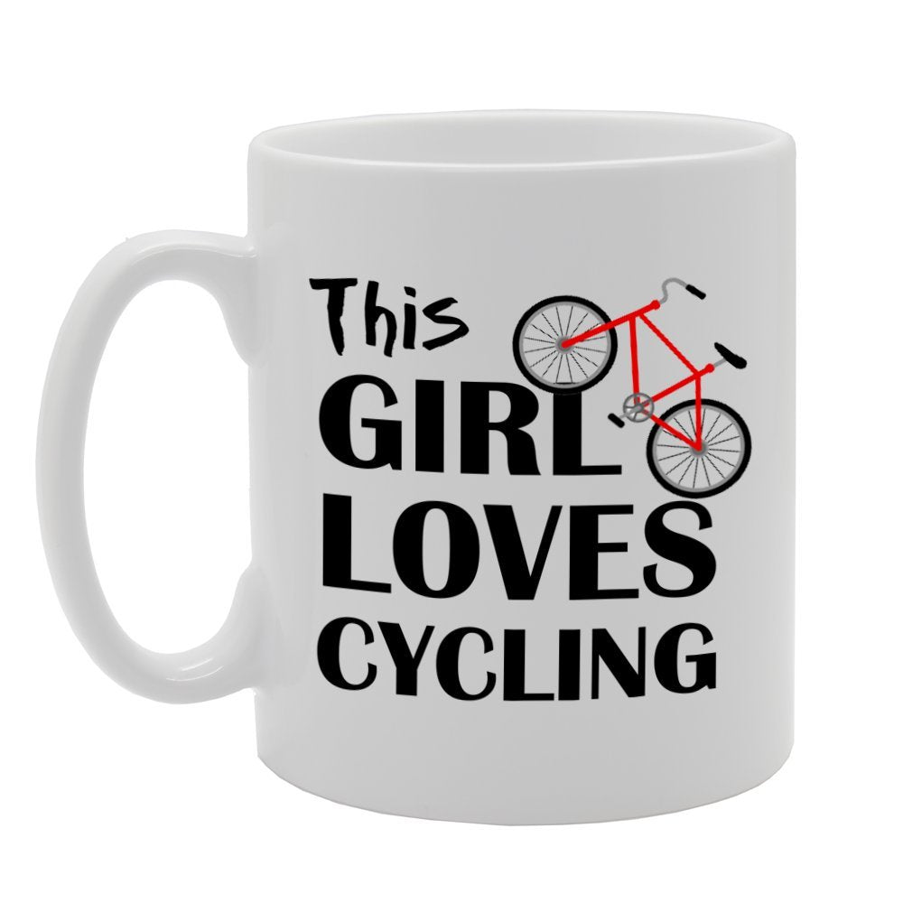 The Girl Loves Cycling   Printed Tea Coffee Ceramic  Mg1068 - Funny Printed Coffee Mug - Great Gift Idea