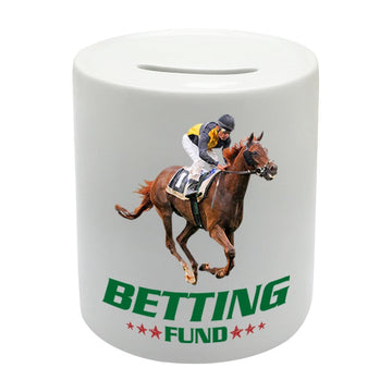BS040 BETTING FUND Novelty Gift Printed Ceramic Piggy Bank Money Saving Box
