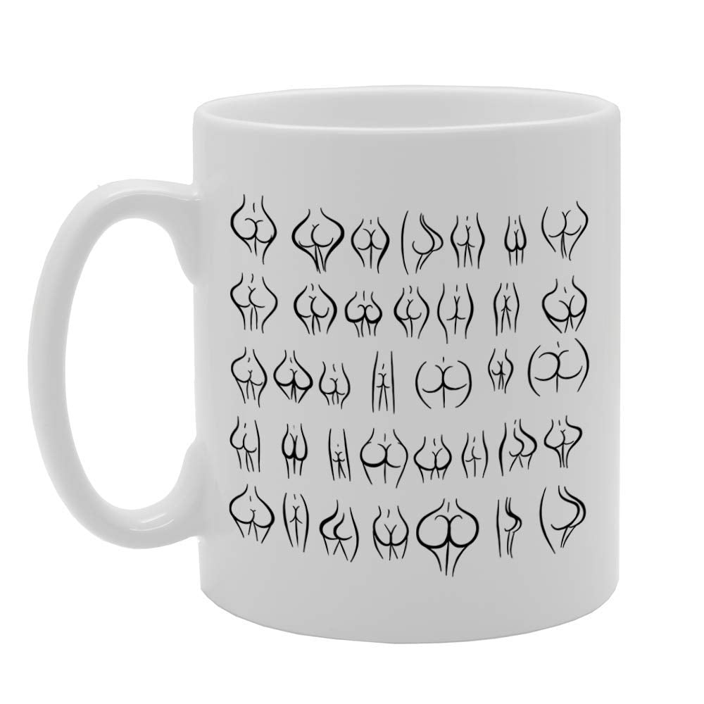 Funny Butt Types Illustration   Printed Tea Coffee Ceramic  Mg4695 - Funny Printed Coffee Mug - Great Gift Idea