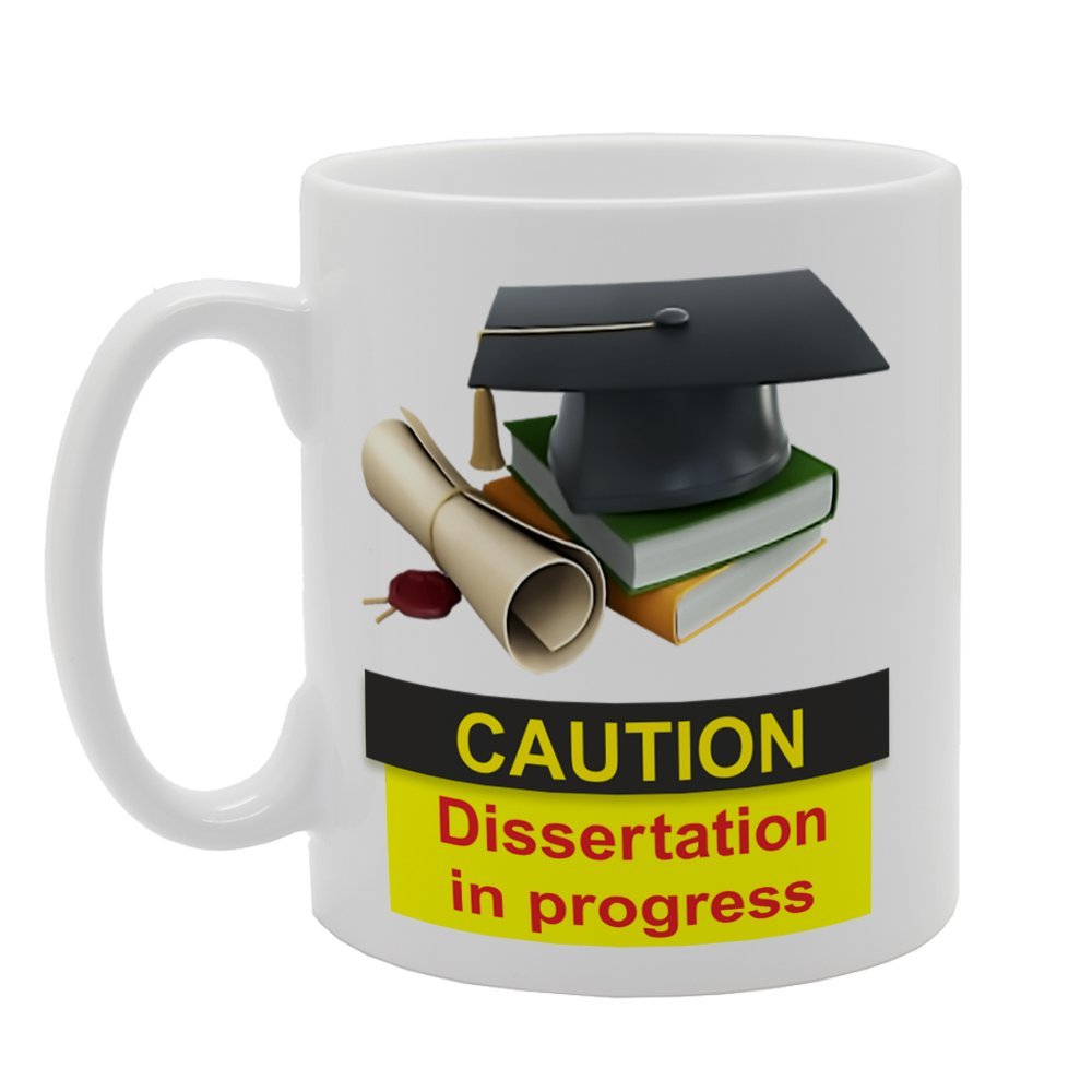 Caution Dissertation In Progress   Printed Tea Coffee Ceramic  Mg4085 - Funny Printed Coffee Mug - Great Gift Idea