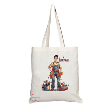 TB1721 Mr Handyman Tote Bag - Great for Handymen, DIY Enthusiasts, Home Repair Workers - Sustainable, Stylish, Long Handled, Durable and Reusable