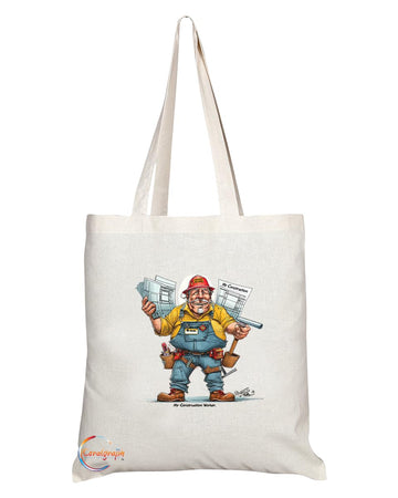 TB1957 Mr Construction Souvenir Tote Bag - Depicting a Dedicated Construction Worker in Action - Keepsake for Building and Construction Enthusiasts - Mr Construction Memorabilia