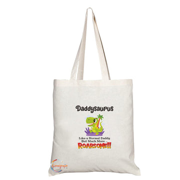 TB1495 Daddysaurus Like a Normal Daddy but much more... Roarsome Novelty Present Gift Printed Eco-Friendly Stylish Long Handled Tote Shoulder Bag