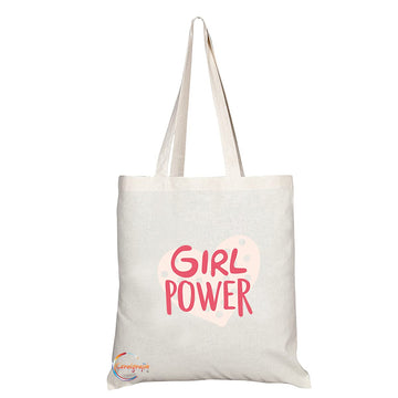 TB1215 Girl Power Novelty Present Gift Printed Eco-Friendly Stylish Long Handled Tote Shoulder Bag