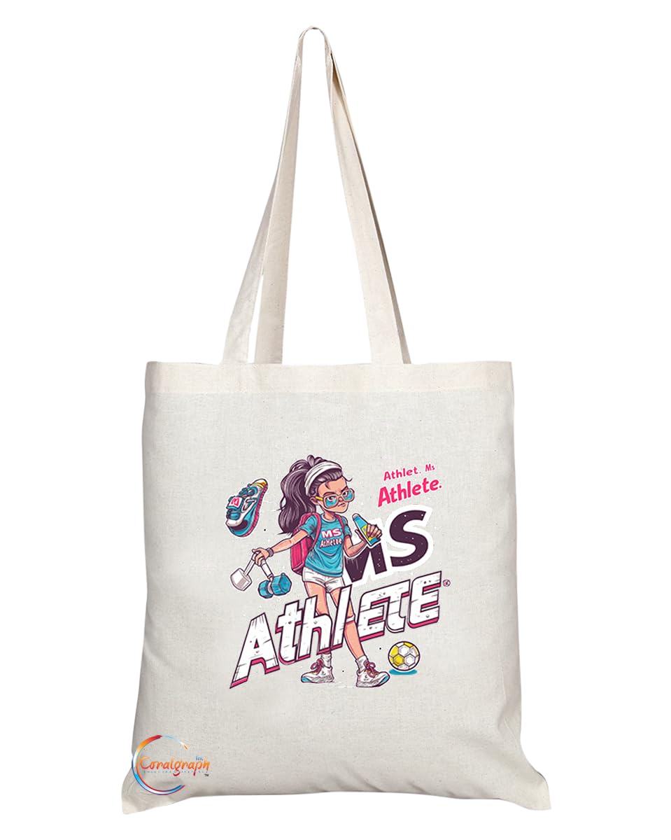 TB1968 Ms Athlete Tote Bag - Ideal for Female Athletes, Sports Enthusiasts, and Fitness Lovers - Tote Bag with Motivational Design